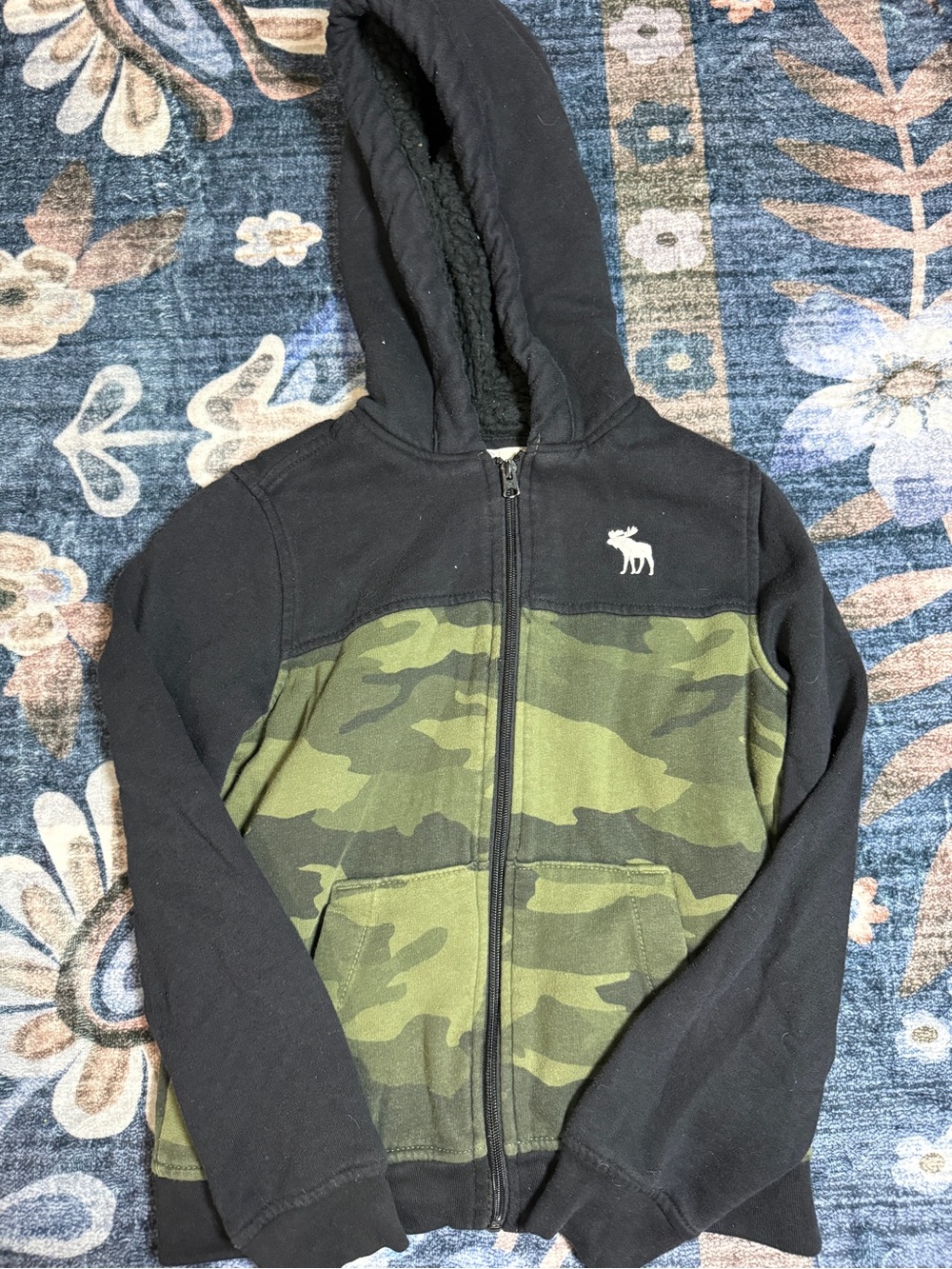 abercrombie kids Black & Green Camo Zip Hoodie